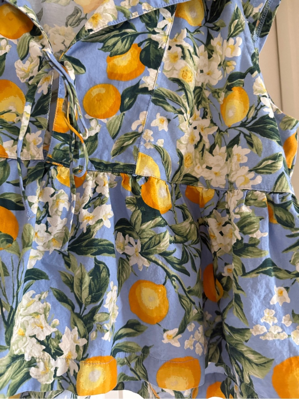 Maeve Blue Lemon Print Peplum Top - Picture 2 of 5